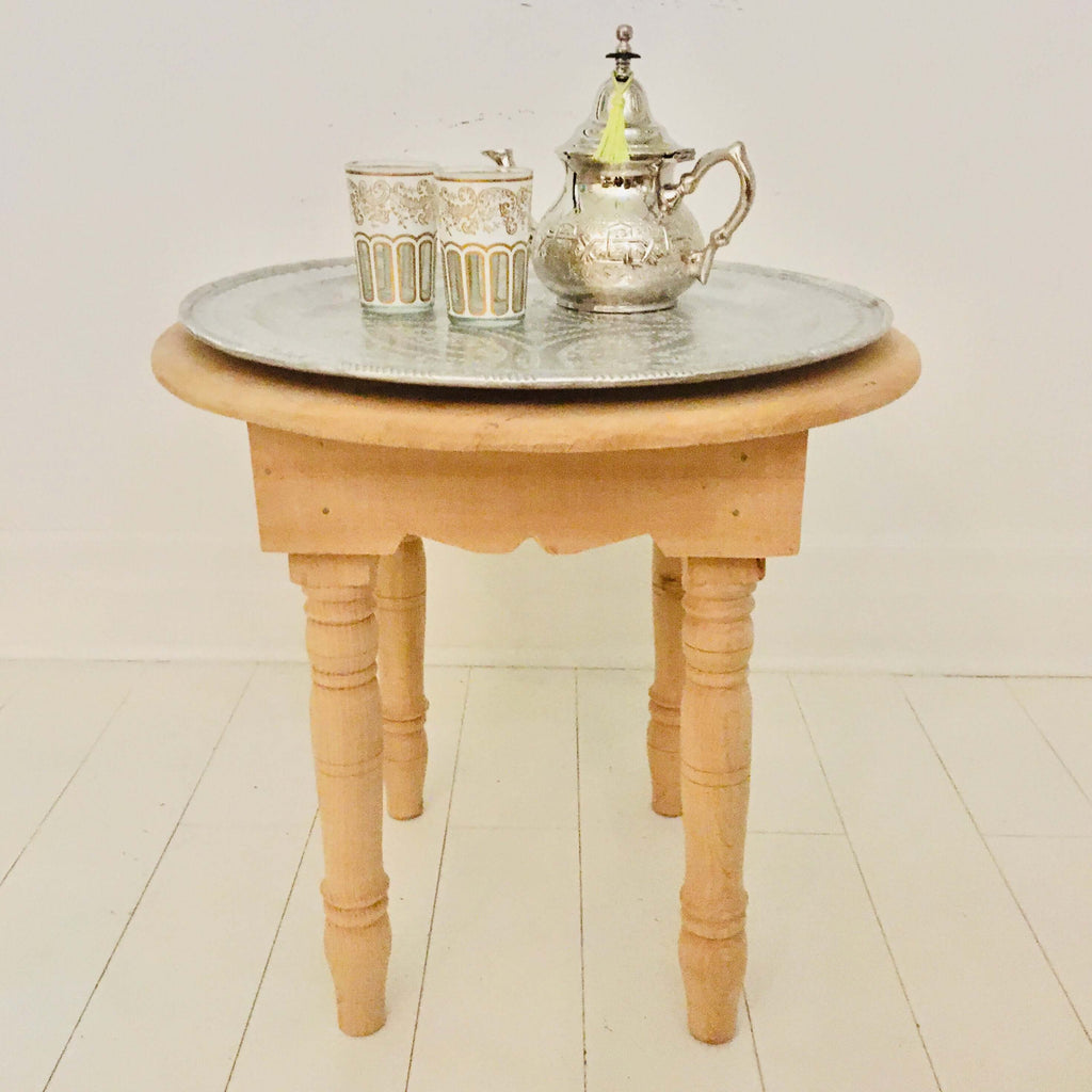 Berber Round Table with Aluminum Tray - Mashi Moosh