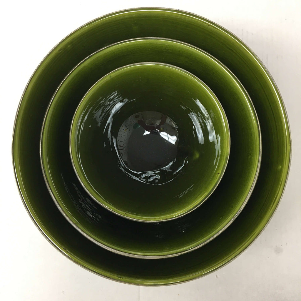 Silver Rimmed Serving Bowl - Moss Bowl - Mashi Moosh