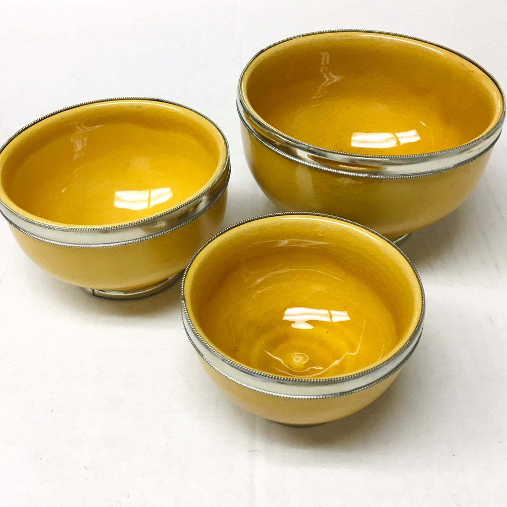 Silver Rimmed Bowl - Saffron Bowl - Mashi Moosh