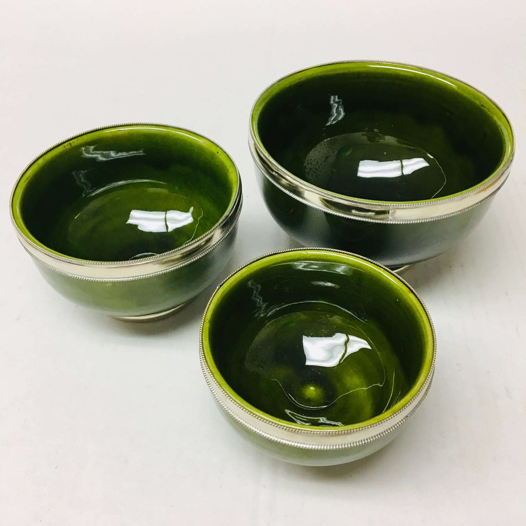 Silver Rimmed Bowl - Moss Bowl - Mashi Moosh