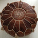 Tasselled Embroidered Pouffe - Cognac Pouffe - Mashi Moosh