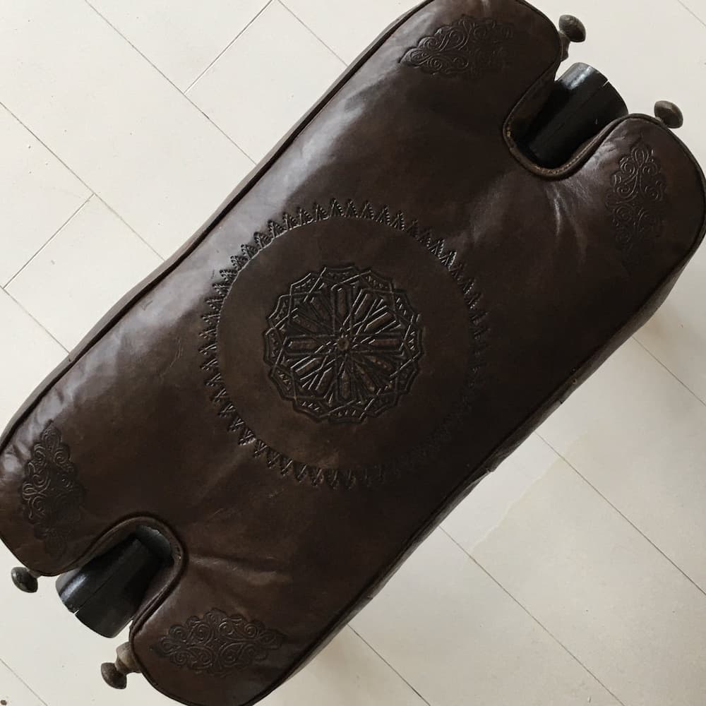 Moroccan Furniture - Stool - Camel Saddle (Chocolate)
