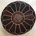 Moroccan Pouf - Embroidered Pouffe - Espresso