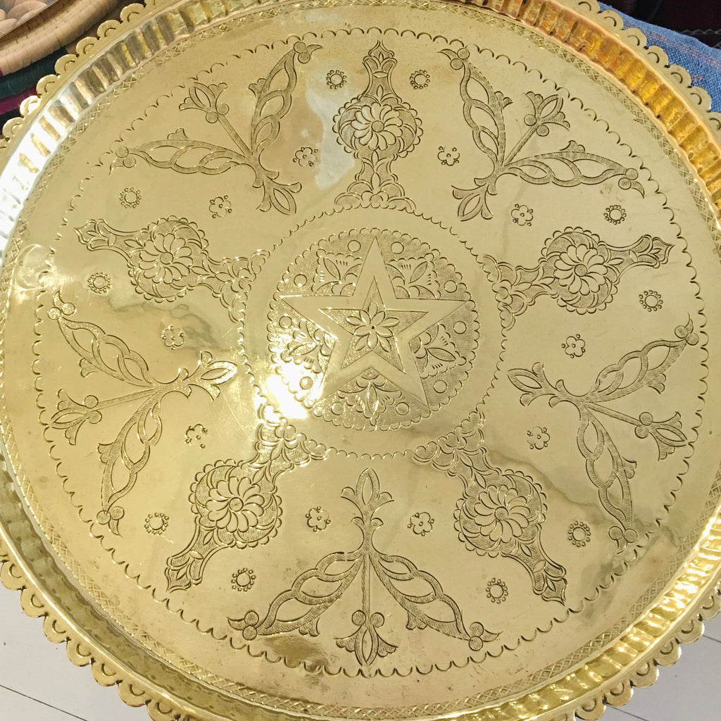 Vintage Brass Tray - 21.5” Tray - Mashi Moosh