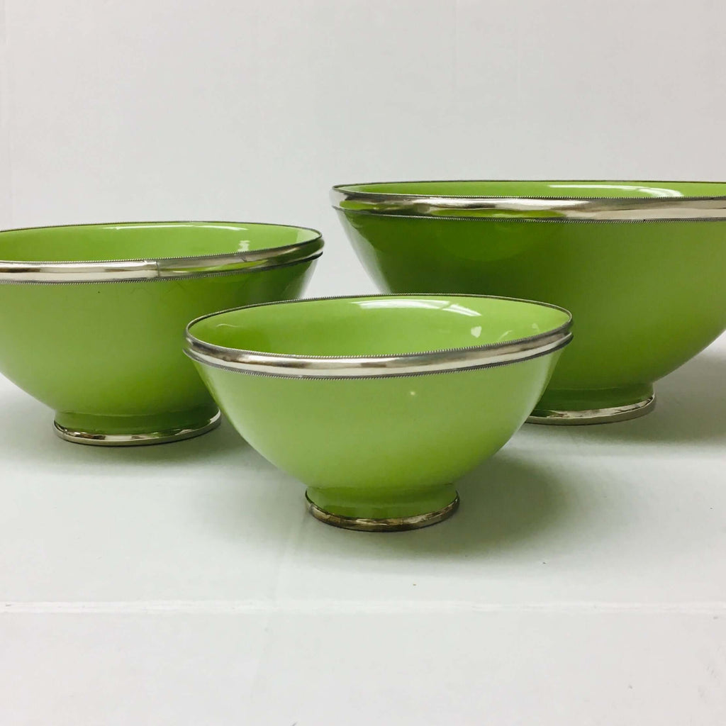 Silver Rimmed Serving Bowl - Lime Bowl - Mashi Moosh