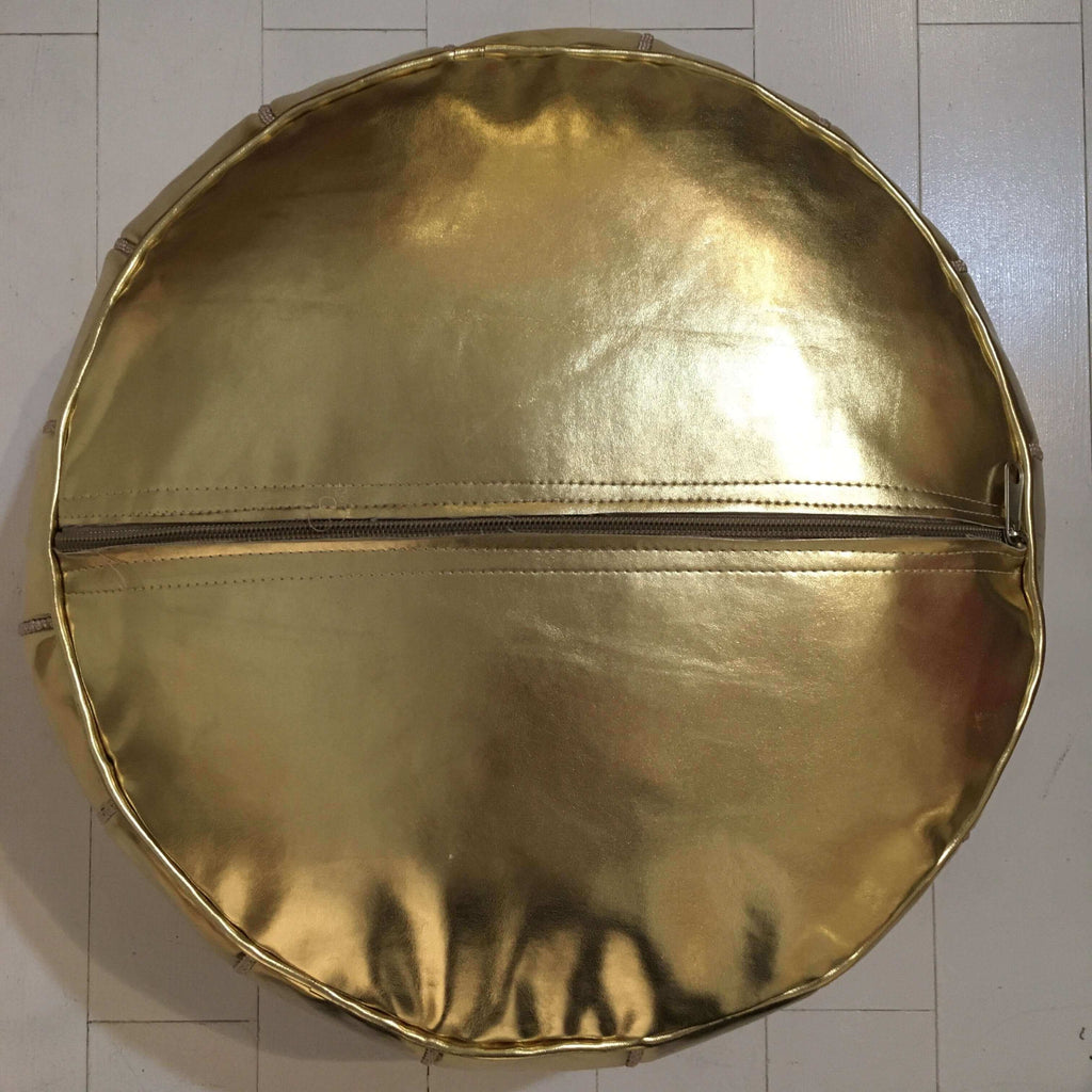 Embroidered Pouffe - Gold Pouffe - Mashi Moosh