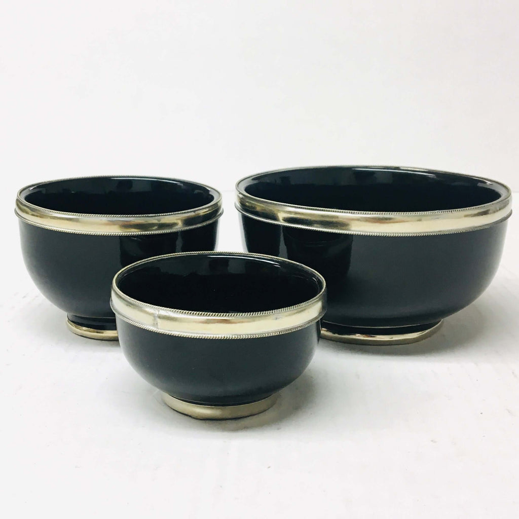 Silver Rimmed Bowl - Ebony Bowl - Mashi Moosh