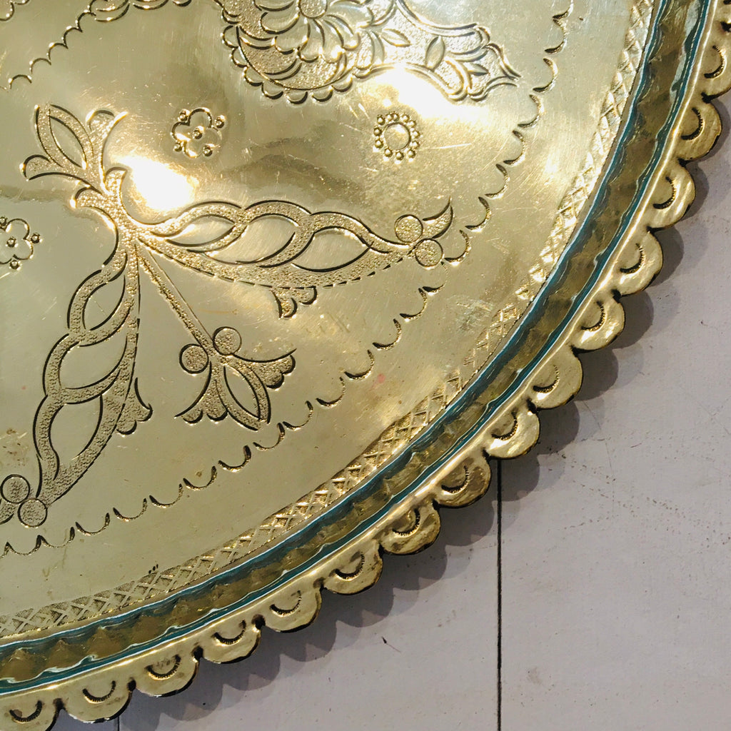 Vintage Brass Tray - 21.5” Tray - Mashi Moosh