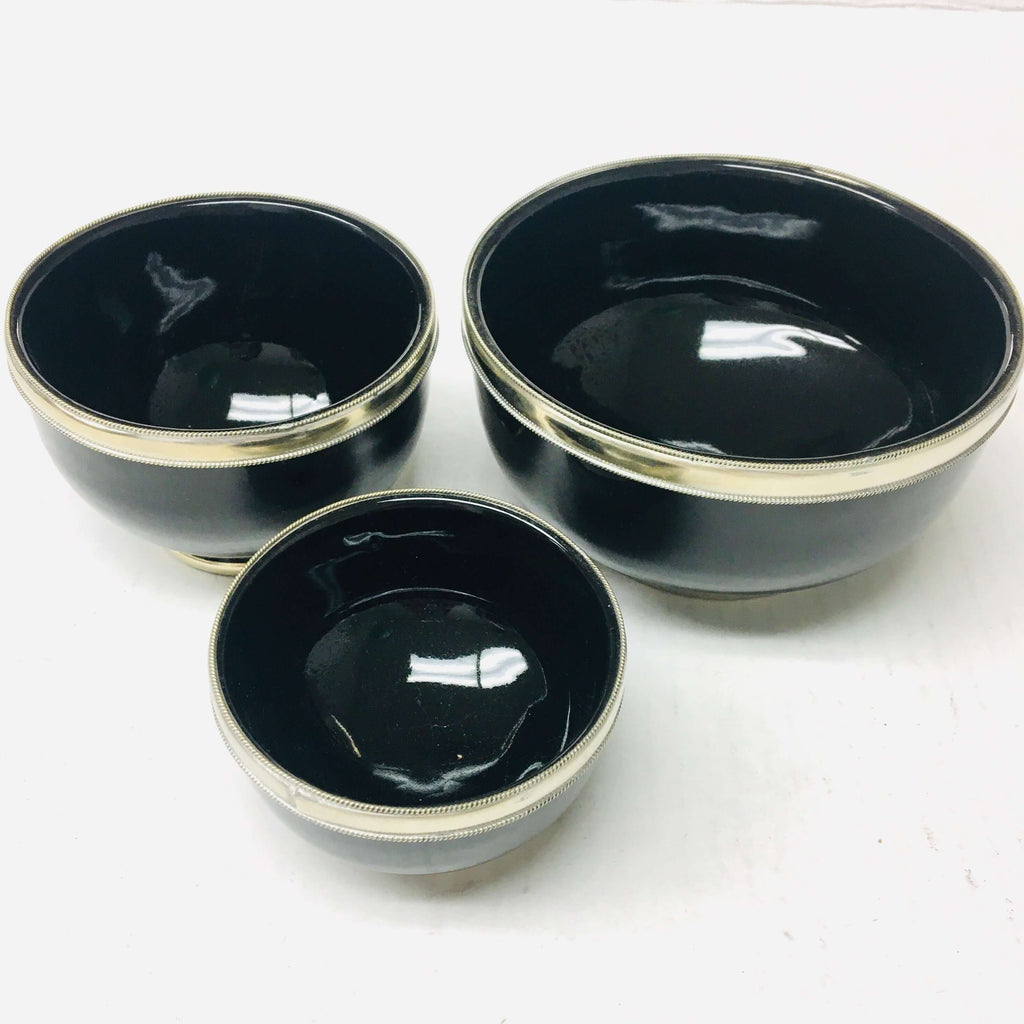 Silver Rimmed Bowl - Ebony Bowl - Mashi Moosh