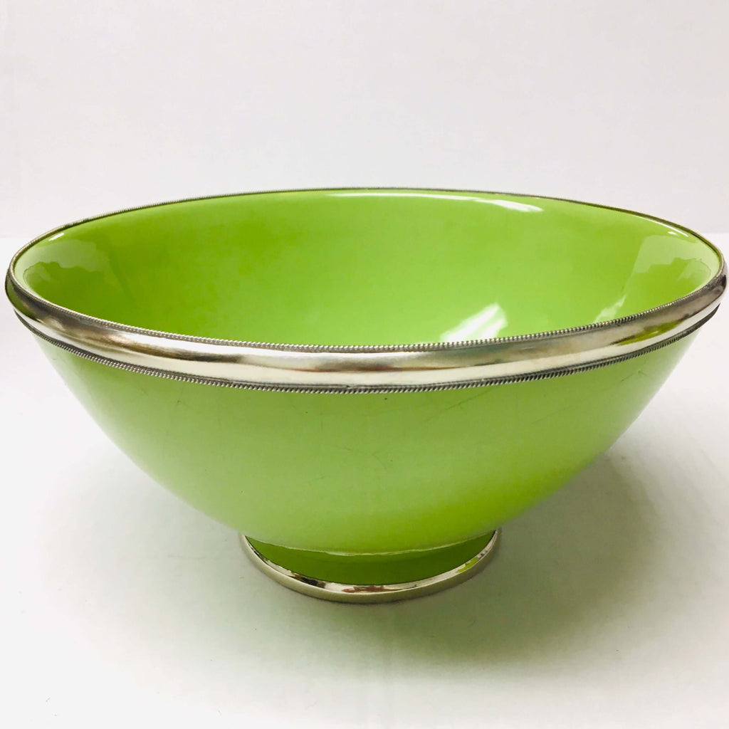 Silver Rimmed Serving Bowl - Lime Bowl - Mashi Moosh