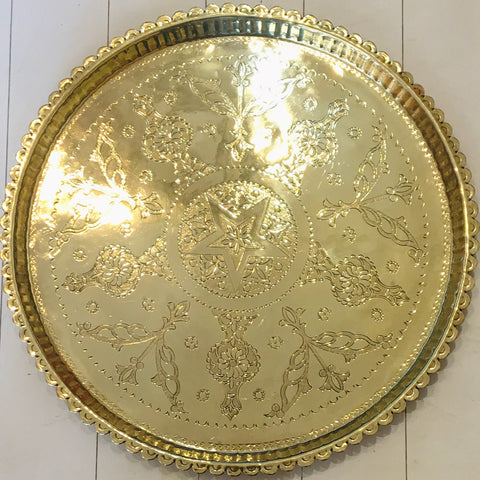 Vintage Brass Tray - 21.5” Tray - Mashi Moosh