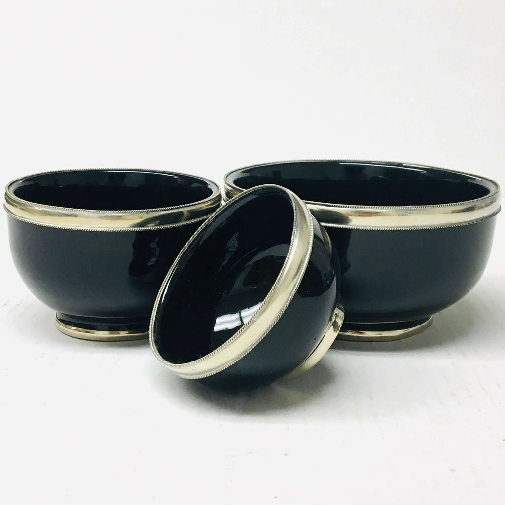 Silver Rimmed Bowl - Ebony Bowl - Mashi Moosh