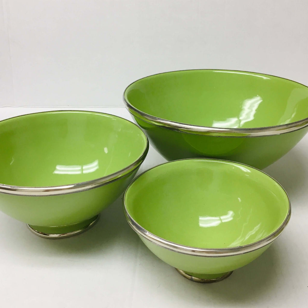 Silver Rimmed Serving Bowl - Lime Bowl - Mashi Moosh