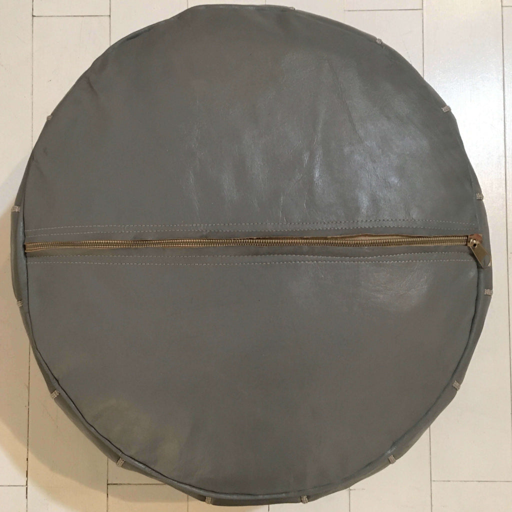 Embroidered Pouffe - Slate Grey Pouffe - Mashi Moosh