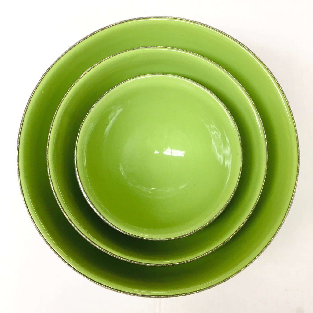 Silver Rimmed Serving Bowl - Lime Bowl - Mashi Moosh