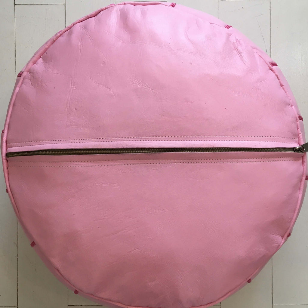 Embroidered Pouffe - Pink Pouffe - Mashi Moosh