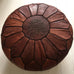 Embroidered Pouffe - Cognac w/Dark Thread Pouffe - Mashi Moosh