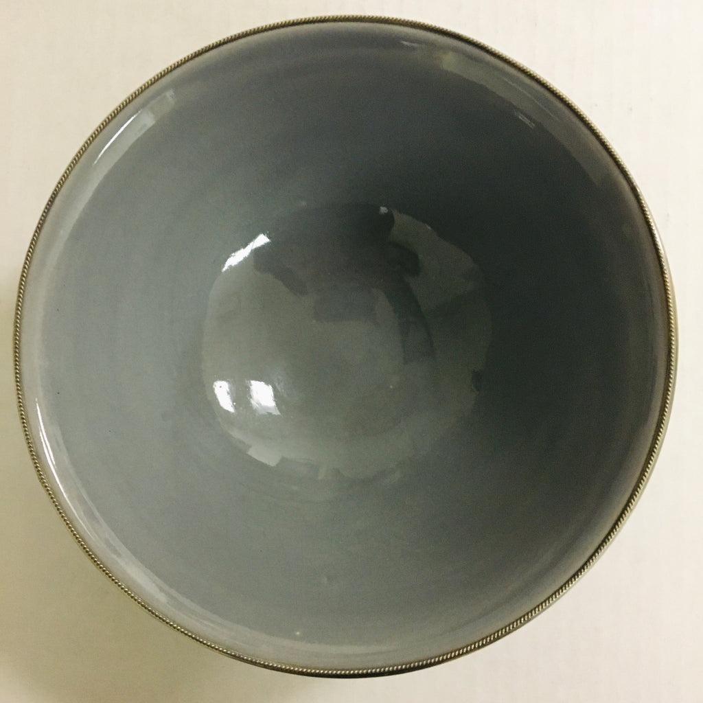 Silver Rimmed Serving Bowl - Fog Bowl - Mashi Moosh