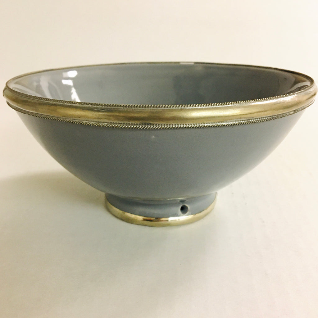 Silver Rimmed Serving Bowl - Fog Bowl - Mashi Moosh