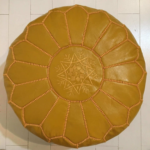 Embroidered Pouffe - Saffron (saffron thread) Pouffe - Mashi Moosh