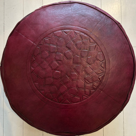 Embossed Pouffe - Merlot (19”x12”)