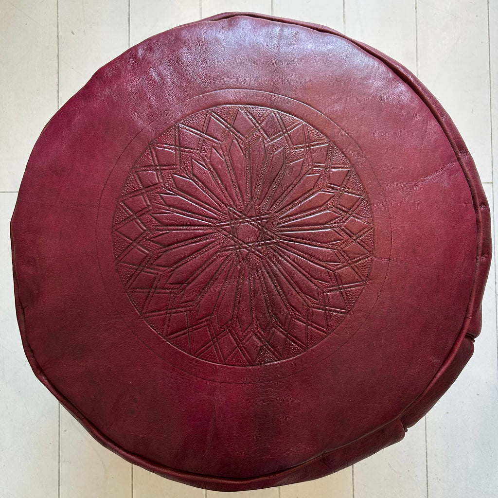 Embossed Pouffe - Merlot (16”x15”)