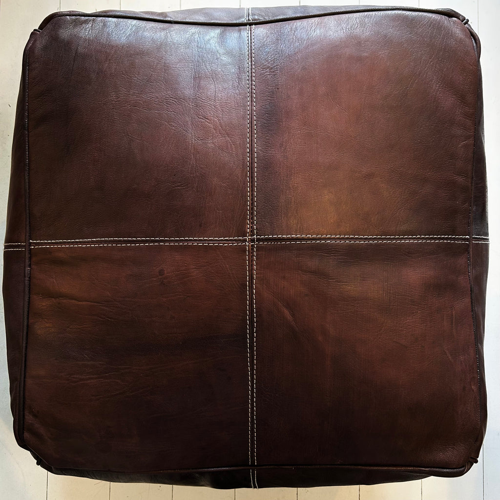 Square Moroccan Pouffe - Cocoa