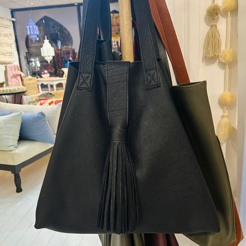 Leather Tote Bag (Midnight)