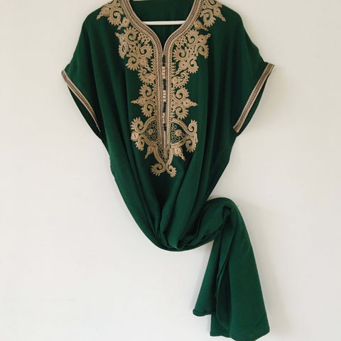 Kaftan - Style #1 Intricate Embroidered (Forest)