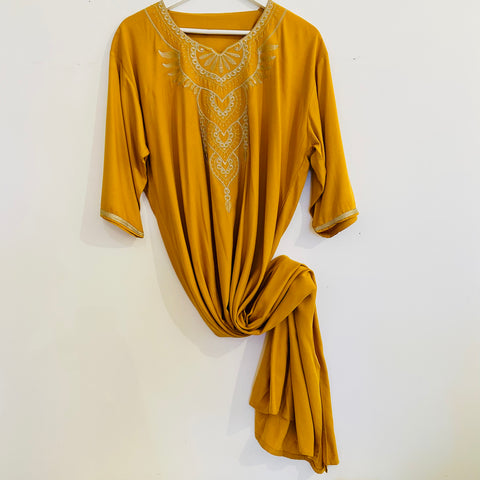 Kaftan - Style #4 Embroidered w/Sleeves (Saffron)