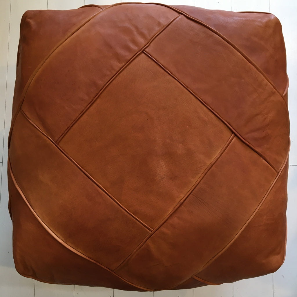 Square Moroccan Pouffe - Pecan