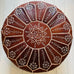 Intricate Embroidered Moroccan Pouffe - Cognac