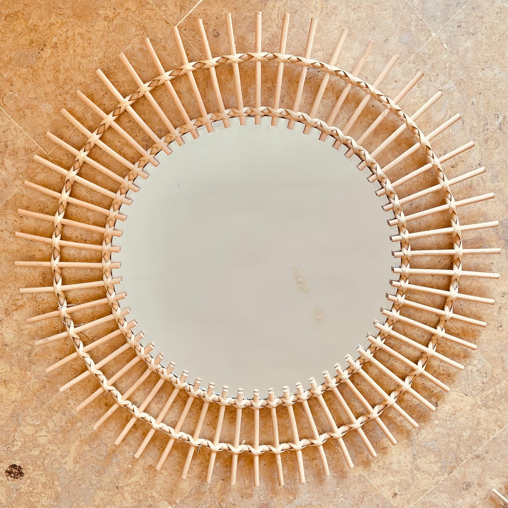 Sunburst Rattan Mirror