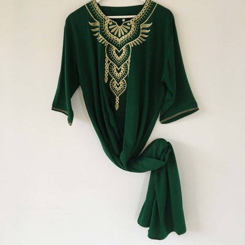 Kaftan - Style #4 Intricate Embroidered (Forest) - Mashi Moosh