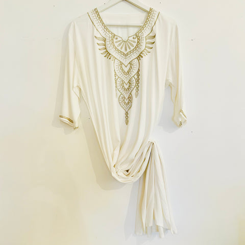 Kaftan - Style #4 Embroidered w/Sleeves (Cloud)