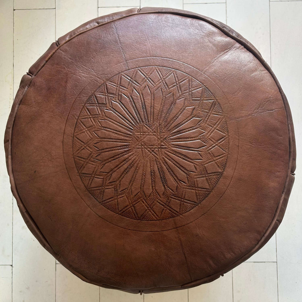 Embossed Pouffe - Chocolate (Medium) - Mashi Moosh