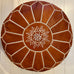 Embroidered Moroccan Pouffe - Caramel