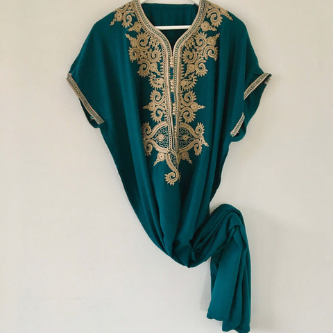 Kaftan - Style #1 Intricate Embroidered (Teal)