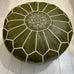 Embroidered Pouffe - Olive