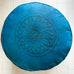 Embossed Moroccan Pouffe - Aqua