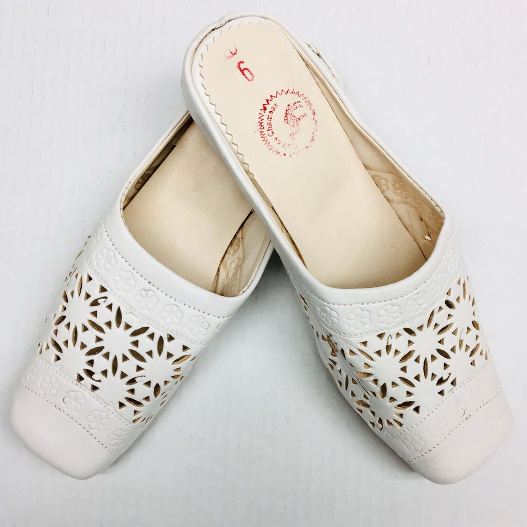 Leather Sandals -White - Mashi Moosh