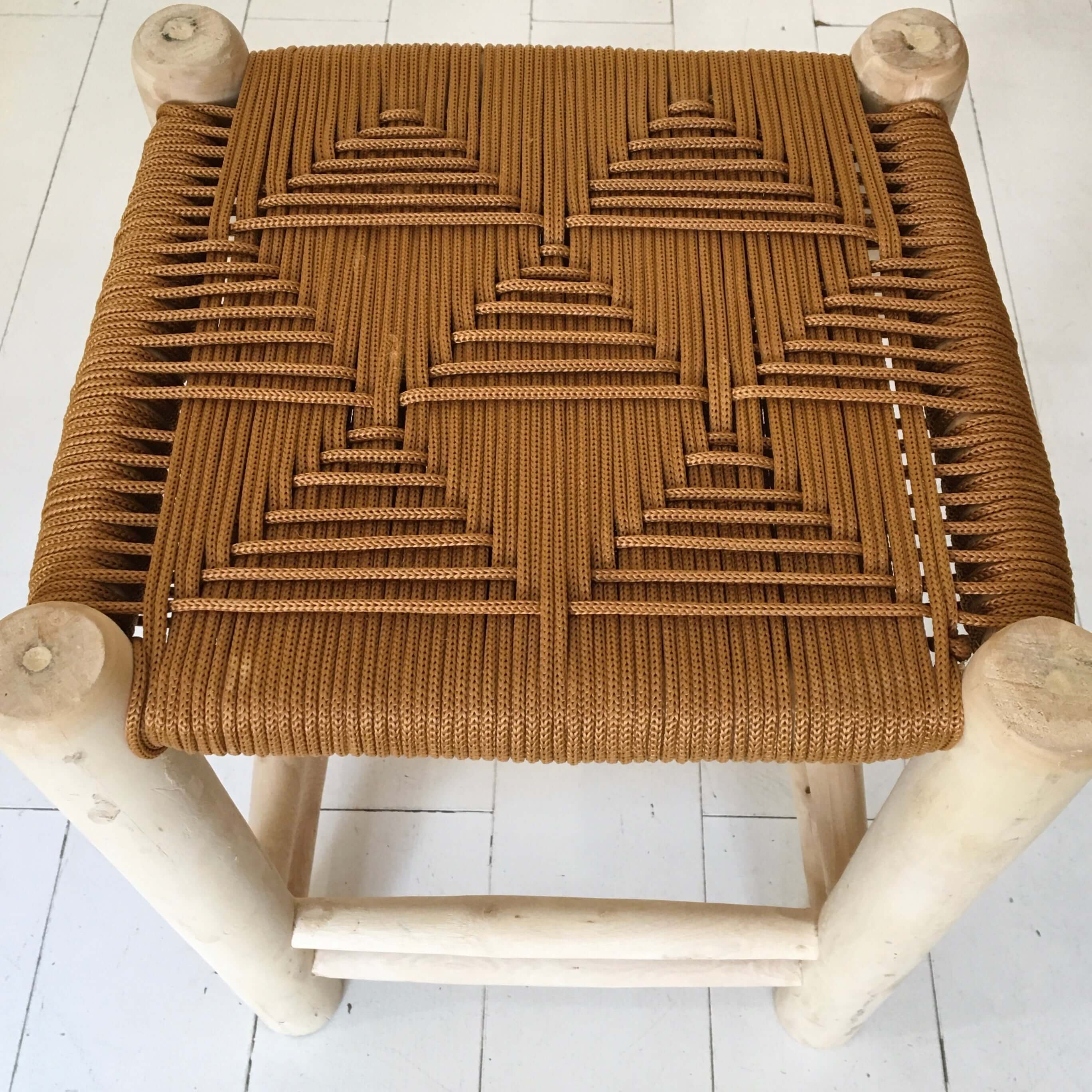 Nylon Rope Stool - Eucalyptus wood base