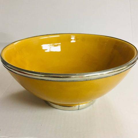 Silver Rimmed Serving Bowl - Saffron Bowl - Mashi Moosh