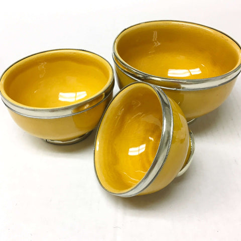 Silver Rimmed Bowl - Saffron Bowl - Mashi Moosh