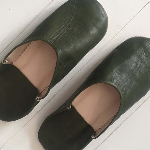 Leather Slippers - Khaki Slippers - Mashi Moosh