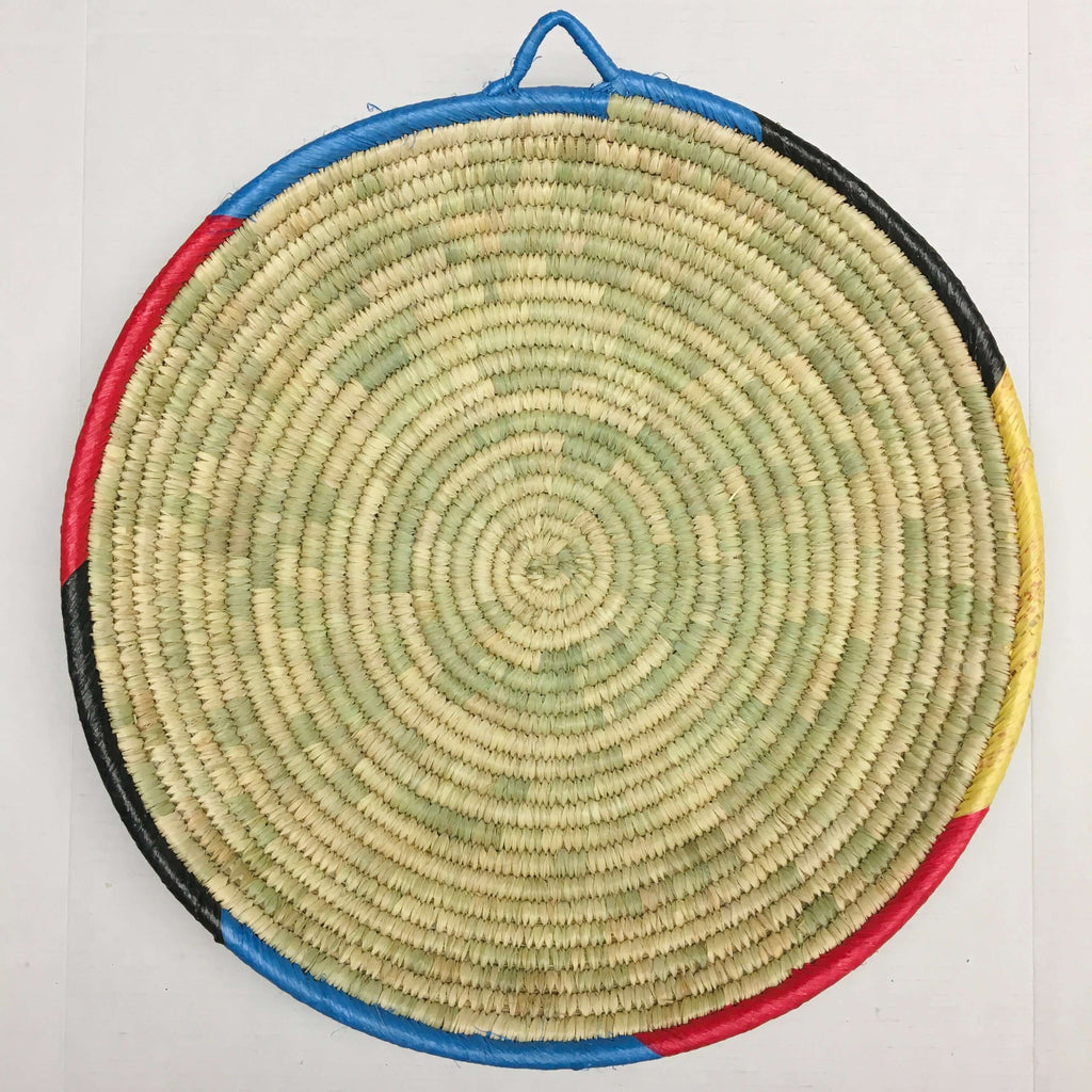 Woven Tray Basket - Coloured Rim
