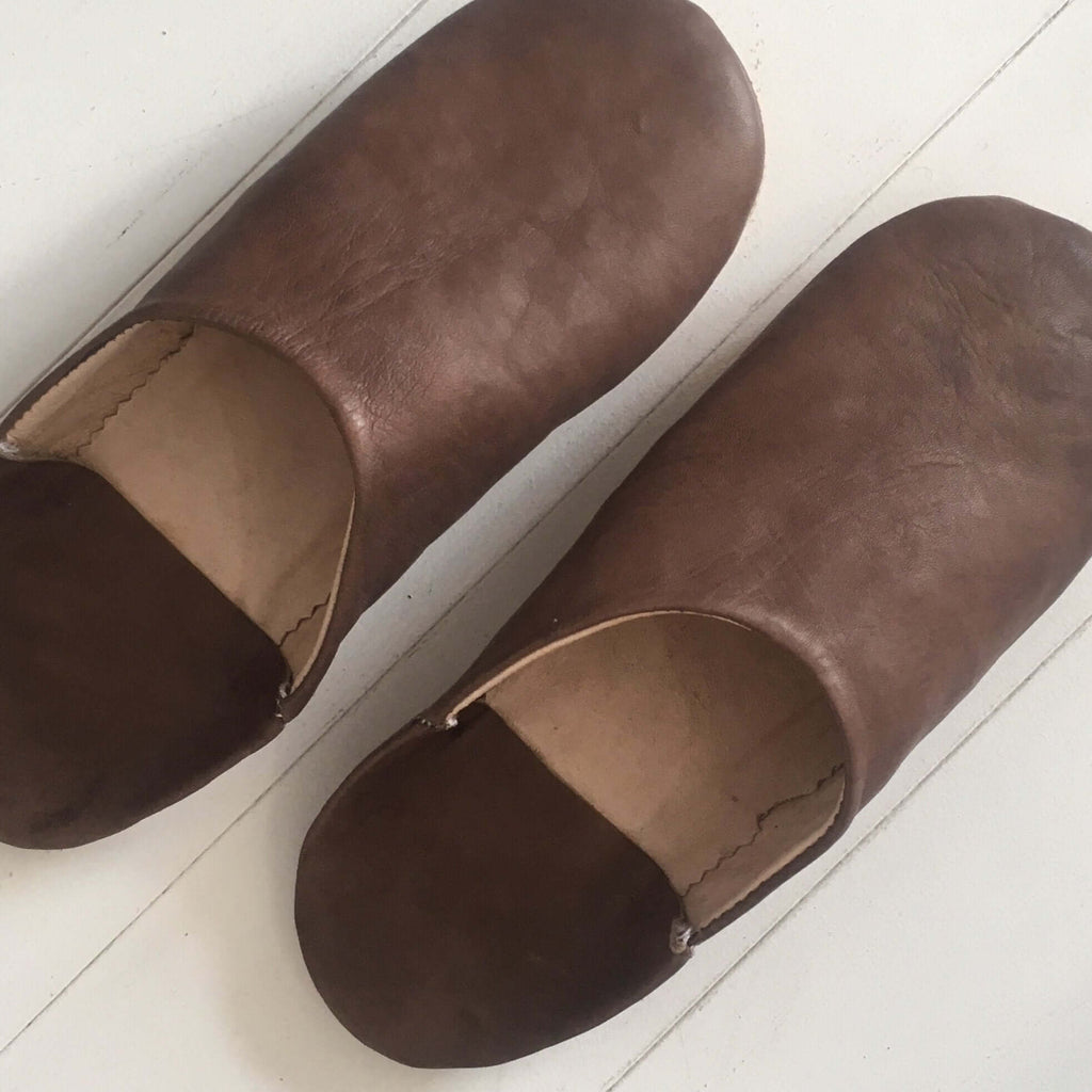 Leather Slippers - Chocolate Slippers - Mashi Moosh