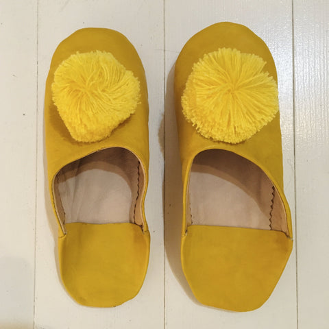 Pompom Slippers - Yellow- Mashi Moosh