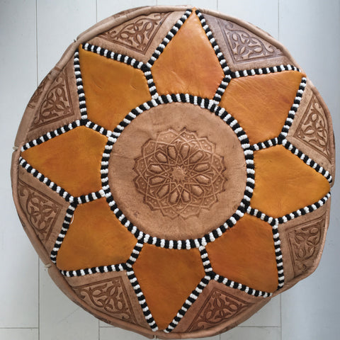 SunBurst Pouffe - Saffron (Small) Pouffe - Mashi Moosh