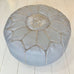 Embroidered Moroccan Pouffe (Mini) - Pale Grey Pouffe - Mashi Moosh